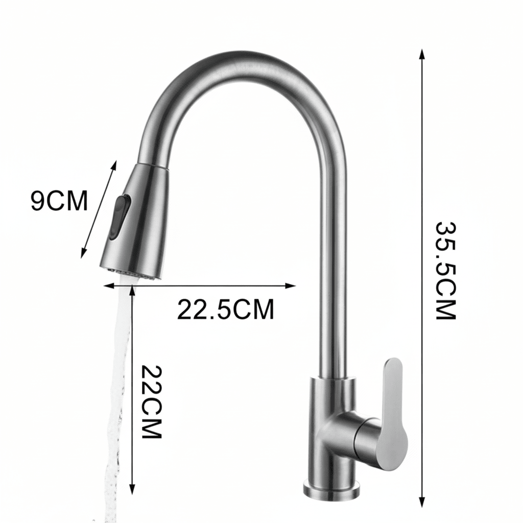 SWIVELUX Küchenarmatur mit ausziehbarem Brausekopf für komfortables Spülen in der Küche.