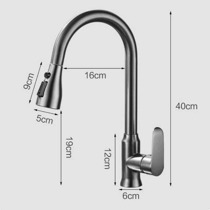 Funktionale SWIVELUX Mischbatterie, ausziehbar, 360 Grad schwenkbar, modernes Design.