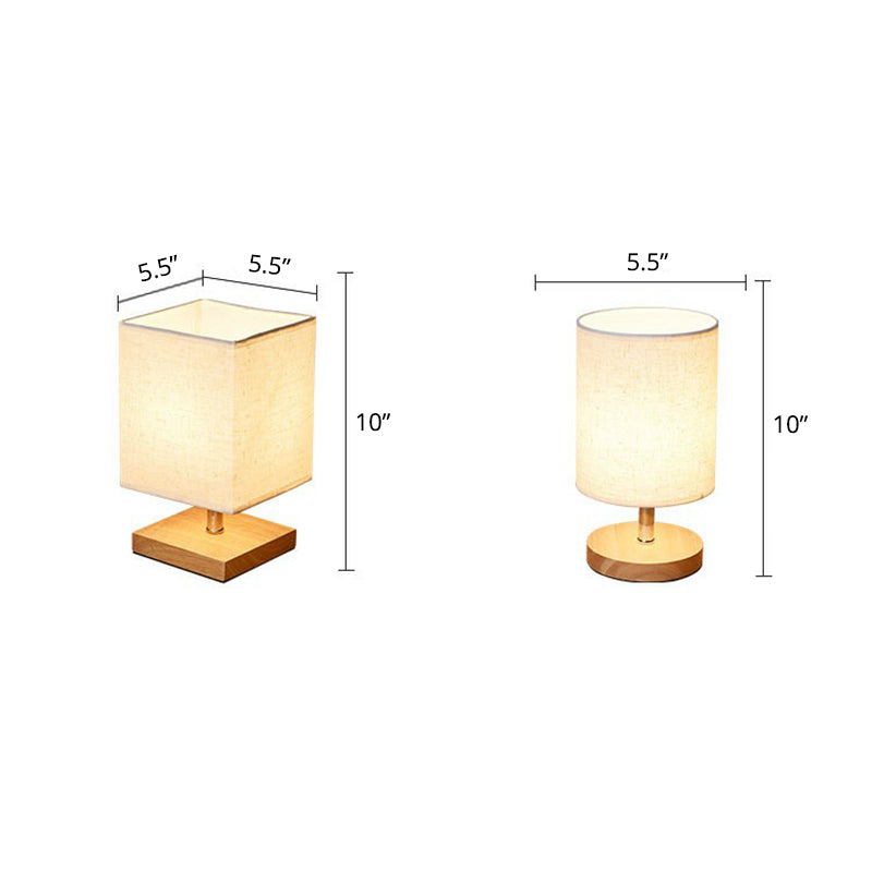 Hochwertige Holzlampe mit Leinen-Schirm. Moderne Tischbeleuchtung für ein warmes Wohnambiente in jedem Raum.
