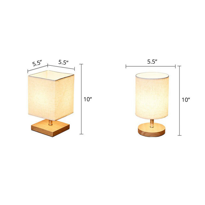 Hochwertige Holzlampe mit Leinen-Schirm. Moderne Tischbeleuchtung für ein warmes Wohnambiente in jedem Raum.