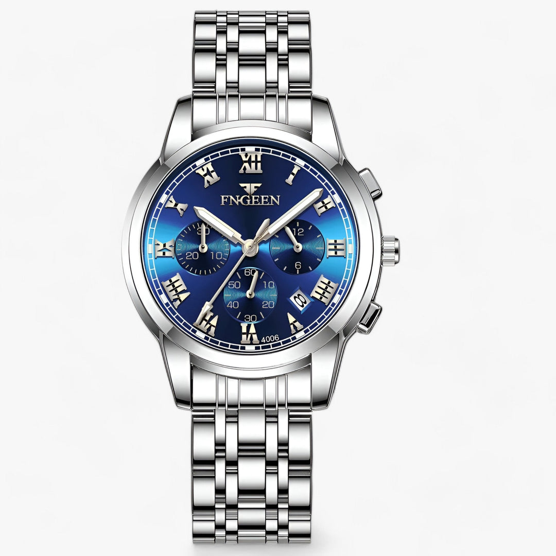 Clémence Damenuhr aus Titan, mit Leuchtzifferblatt und Datumsanzeige. Eine zeitlose, wasserdichte Armbanduhr.