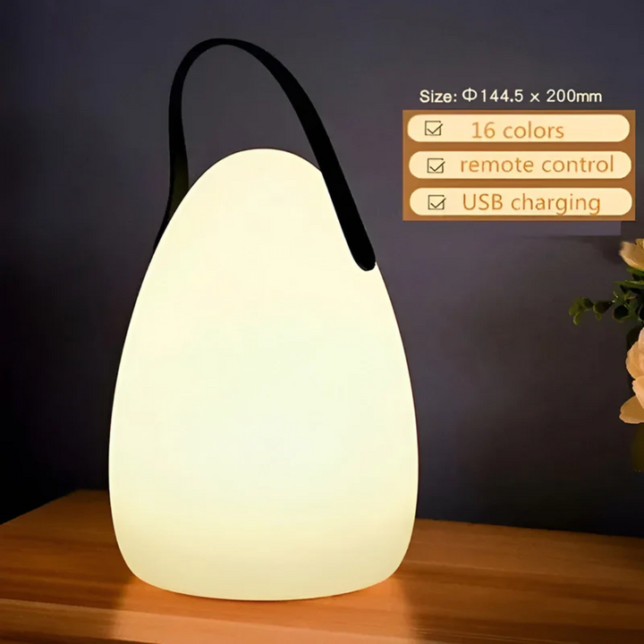 Langlebige kabellose LED-Tischlampe, perfekt für stimmungsvolle Beleuchtung im Garten oder auf dem Balkon.