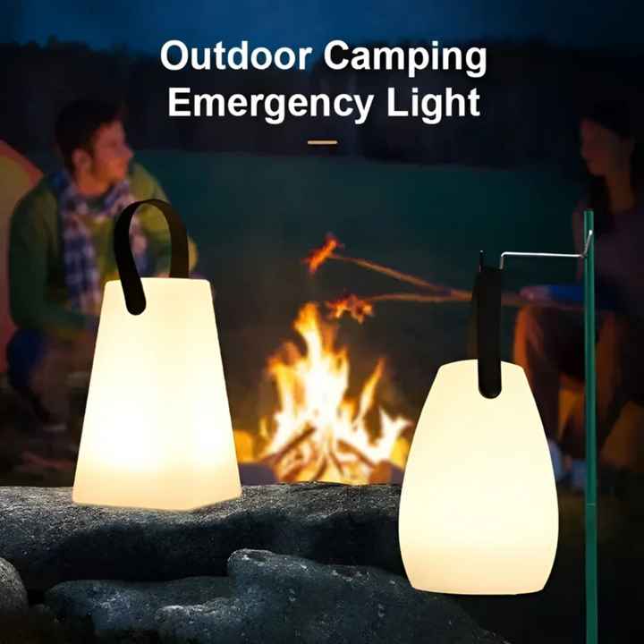 Kabellose LED-Tischlampe, wasserfest und wiederaufladbar, schafft Ambiente auf Terrasse oder im Wohnzimmer.