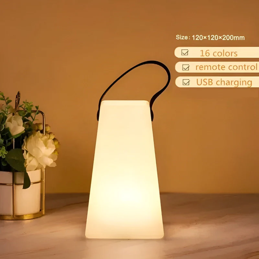 Wetterfeste, kabellose LED-Tischlampe für stimmungsvolle Garten- & Terrassenbeleuchtung.