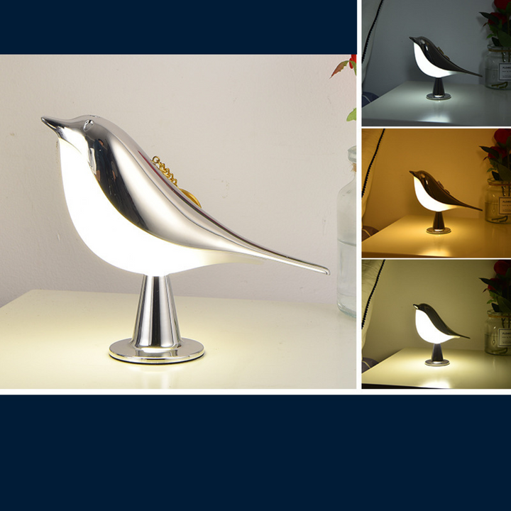 Praktische Vogel LED Lampe mit Ambiente Licht, wiederaufladbar, ideal für jeden Raum.