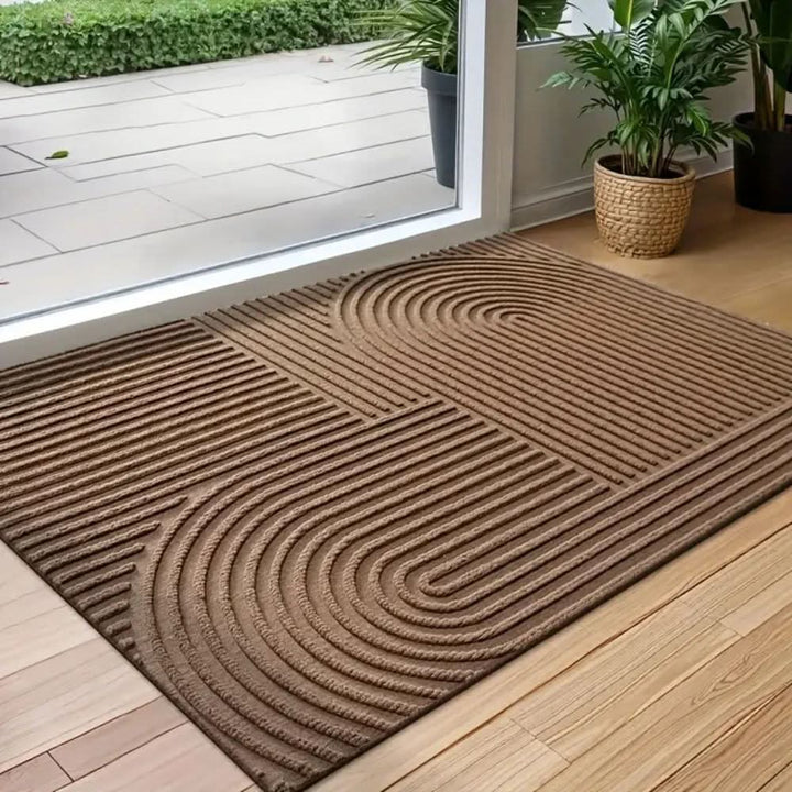Elegante Heimdekor-Matte mit stilvollem Linienmuster, waschbar, rutschfest, fügt sich modern ins Zuhause ein.