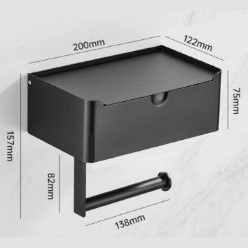 Wandmontierter WC-Rollenhalter mit Ablagefläche für Handy & Taschentuchbox; Badaccessoire, montagefreundlich.