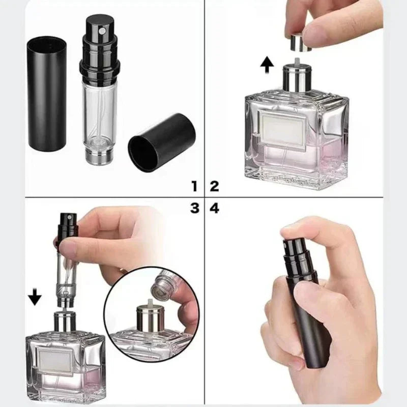 Praktischer 5ml Parfüm-Mini-Zerstäuber, nachfüllbar. Auslaufsicherer Duftspender für die Handtasche.