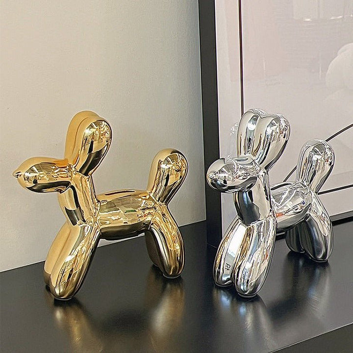 Eleganter Ballonhund Sparschwein, moderne Tierfigur Deko für Wohnzimmer oder Büro.