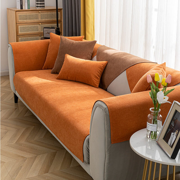 Weicher Chenille Sofabezug, hautschonend und langlebig, perfekt für gemütliches Wohnen.