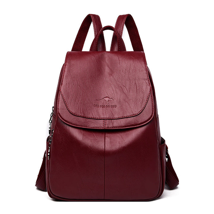 Vielseitiger Damenrucksack aus Leder in Blau, perfekt für Freizeit & Büro, elegant.