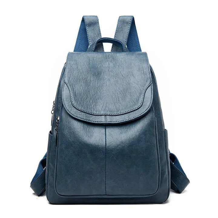 Schwarzer Lederrucksack für Damen, eleganter Begleiter für Stadt und Alltag.