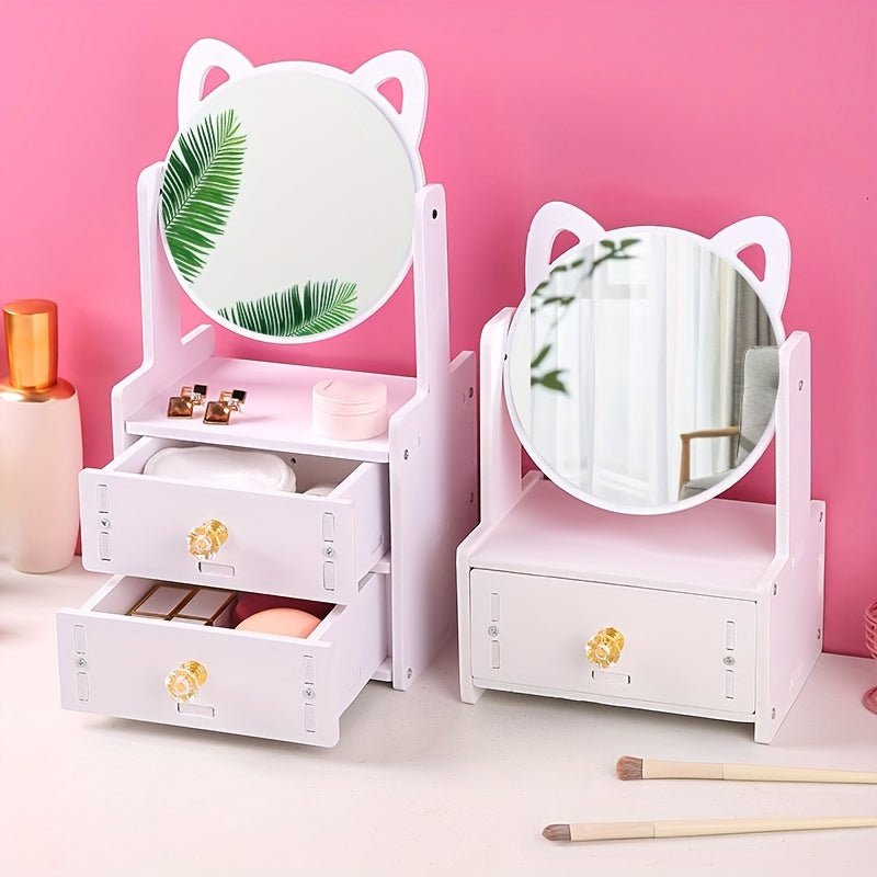 Praktischer Damen Schminkspiegel mit integrierter Aufbewahrung; perfekt für Ihre tägliche Beauty-Routine.