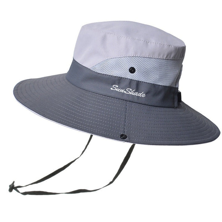 Breitkrempiger Sonnenhut für Damen, bietet maximalen UV-Schutz beim Outdoor-Sport.