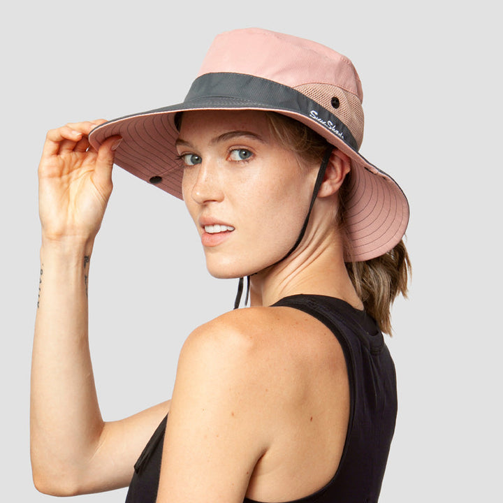 Damen UV-Schutz Sonnenhut, faltbar, atmungsaktiv, schützt vor Sonne bei Outdoor-Aktivitäten.