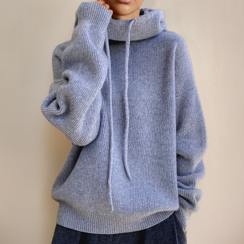 Stilvoller Damenpullover, bequeme Frauenmode für Herbst & Winter. Kuscheliger Langarm-Pullover mit hohem Kragen.