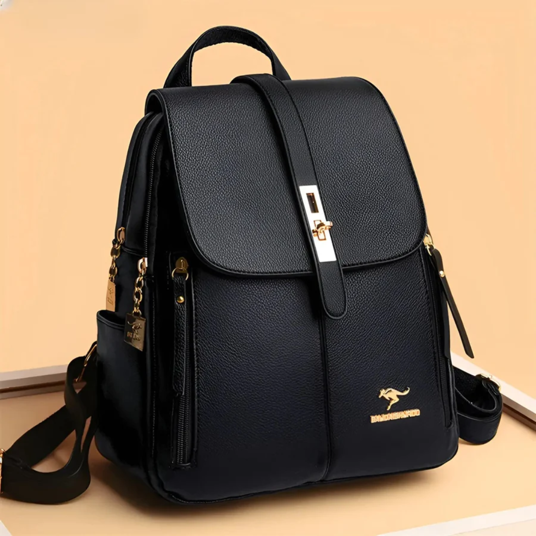 Eleganter Damenrucksack in Schwarz für Alltag & Büro. Stylischer Businessrucksack mit viel Stauraum.