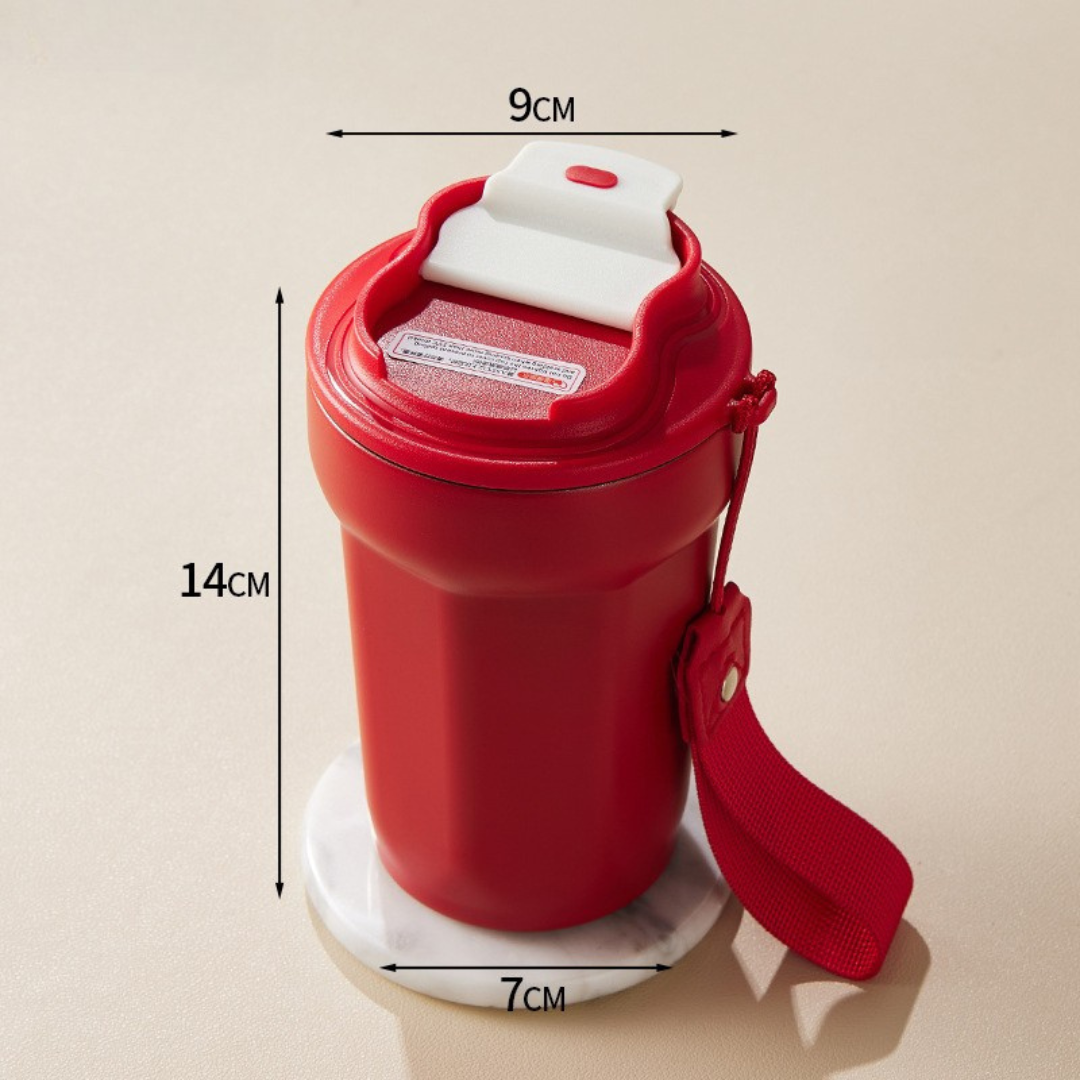 Edelstahl Kaffeebecher 450ml mit smarter LED Anzeige; perfekt für Büro, Auto & Ausflüge.