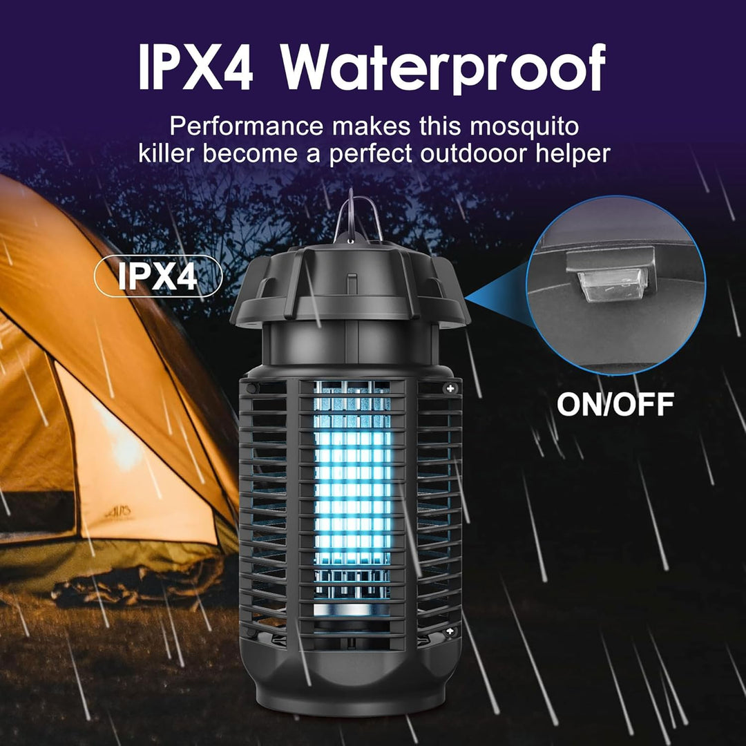 IPX4 wasserdichter Insektenvernichter mit UV-Licht für sichere und effektive Mückenbekämpfung auf Terrasse & Garten.