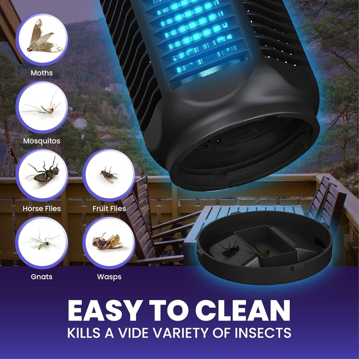 Vielseitige elektrische Fliegenfalle mit UV-Licht, ideal für innen und außen – Zuhause, Terrasse, Garten.