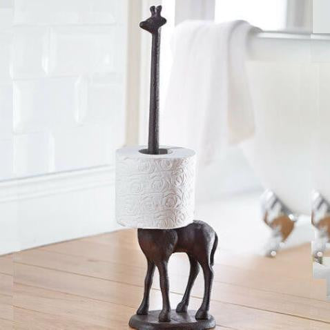 Eleganter Gusseisen Giraffen Toilettenpapierhalter für Bad, auch als Küchenrollenhalter & Safari-Deko.