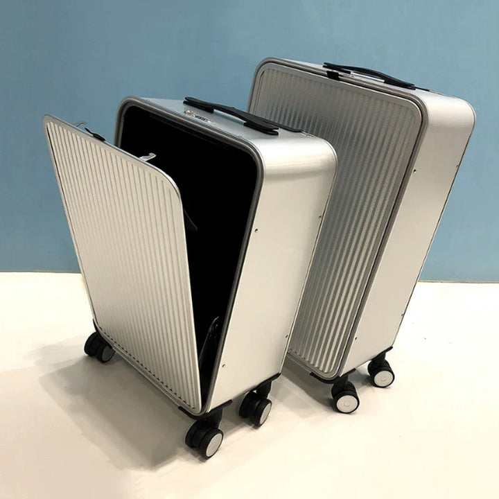 Luxuriöser Hartschalenkoffer; elegantes Reisegepäck; stilvoller Trolley für Geschäfts- & Urlaubsreisen.