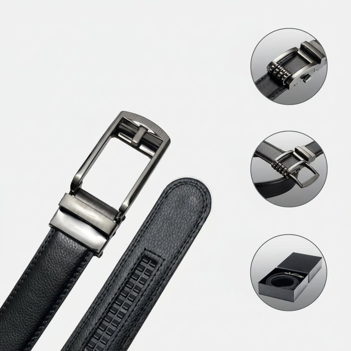 Stilvoller Business-Gürtel für Herren mit Ratschensystem, eleganter Metallschnalle und Lederoptik.