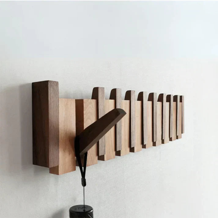 Platzsparende Klavier Hakenleiste aus massivem Holz, perfekte Design Garderobe für kleine Flure.