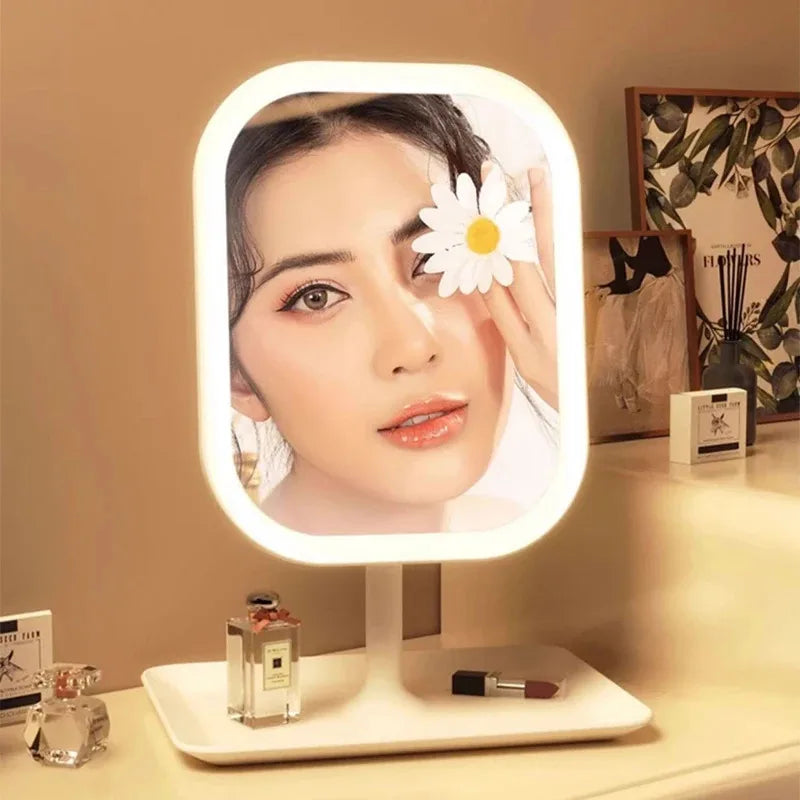 Beleuchteter Damen Schminkspiegel, ideal für Schlafzimmer und Badezimmer, mit blendfreiem Make-up Licht.