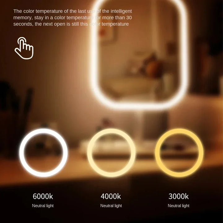 Praktischer Kosmetikspiegel für Damen mit LED Beleuchtung, optimiert für detailliertes Styling.