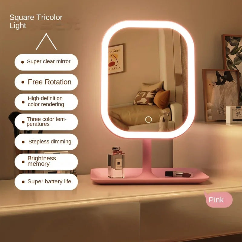 Essentieller beleuchteter Spiegel für Damen, LED-Licht & Touch-Bedienung, perfekt für das tägliche Styling.