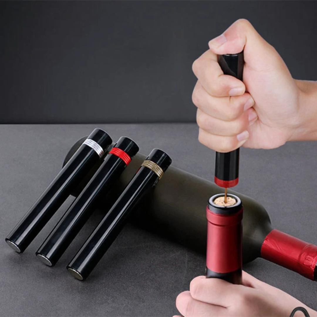 Eleganter Luftdruck Weinöffner aus Edelstahl, Korkenzieher für einfaches Öffnen von Weinflaschen.