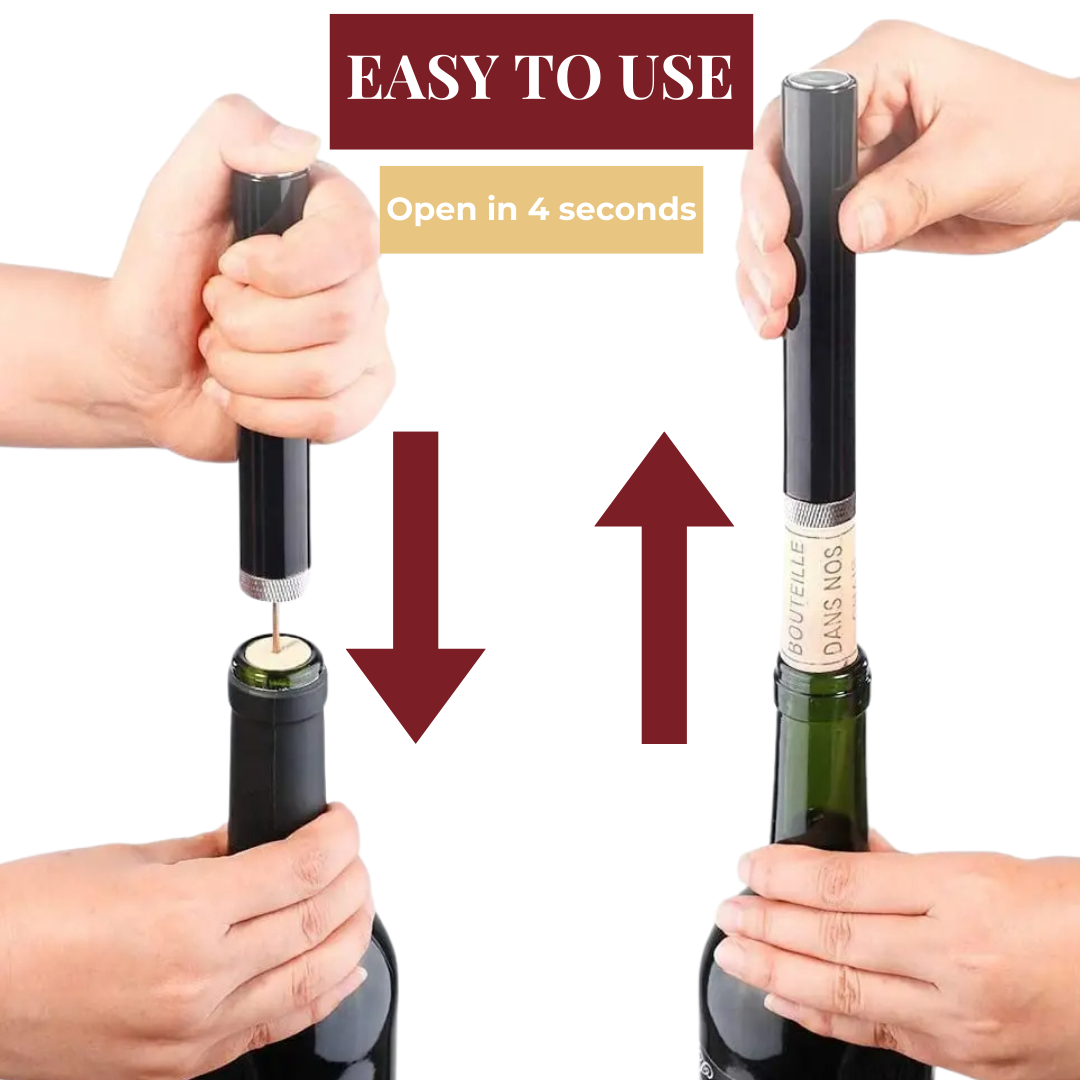 Stilvoller Weinöffner mit Luftdruck-Funktion, idealer Korkenzieher und Barzubehör für Weinliebhaber.