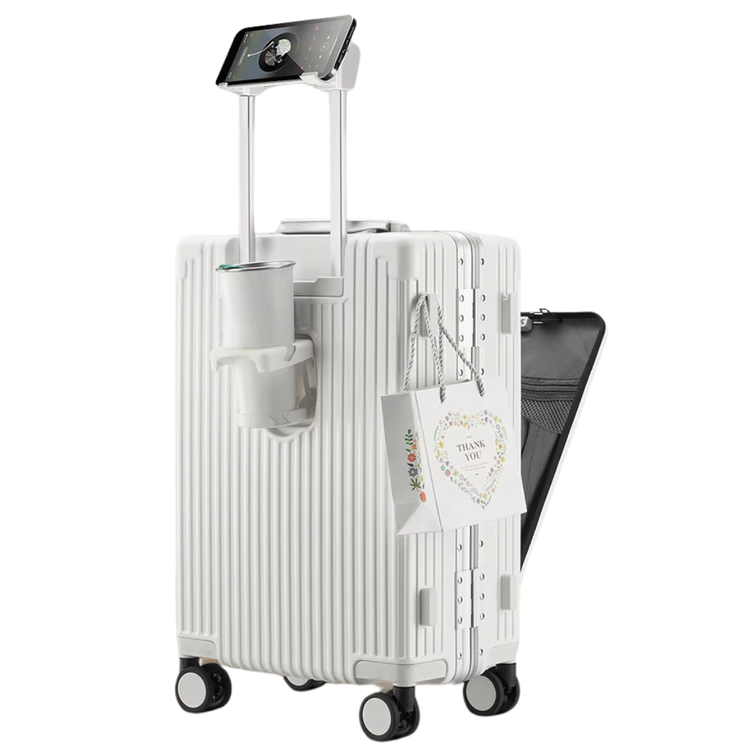 Eleganter Manhattan Pro Hartschalen-Handgepäckkoffer mit Frontfach für Businessreisen.