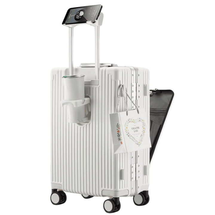 Eleganter Manhattan Pro Hartschalen-Handgepäckkoffer mit Frontfach für Businessreisen.
