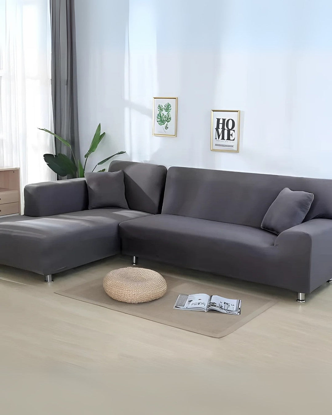 Flexibler Stretch-Sofabezug für modulare Ecksofas, perfekte Passform für modernes Wohnzimmer.