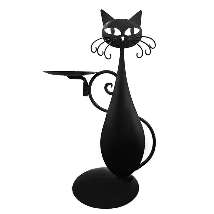 Dekorativer schwarzer Katze Metall Kerzenhalter. Eleganz und Tierliebe vereint in einem Wohnaccessoire.