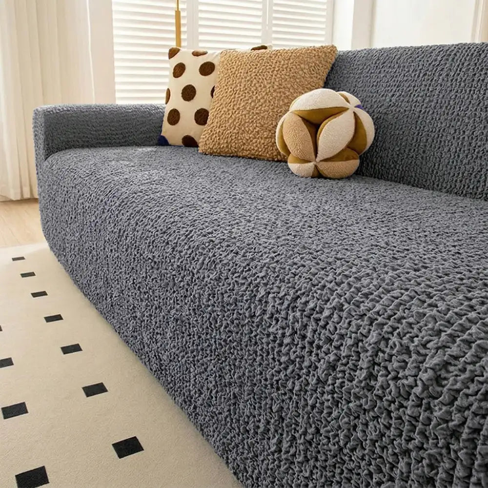 Kaffee Seersucker Couchbezug, Stretch-Stoff, umfassender Schutz für Ihr Sofa & Zuhause.
