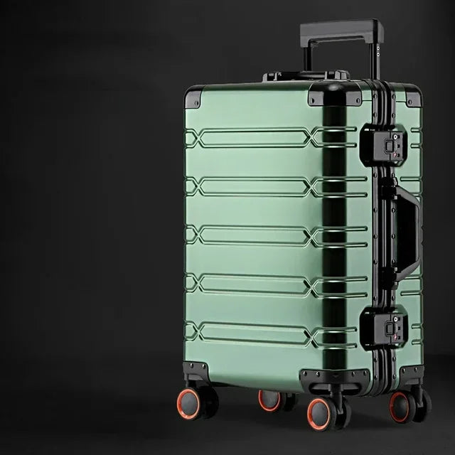 Glänzender Unisex Aluminium-Magnesium-Rollkoffer "Oslo", robustes & leichtes Reisegepäck.
