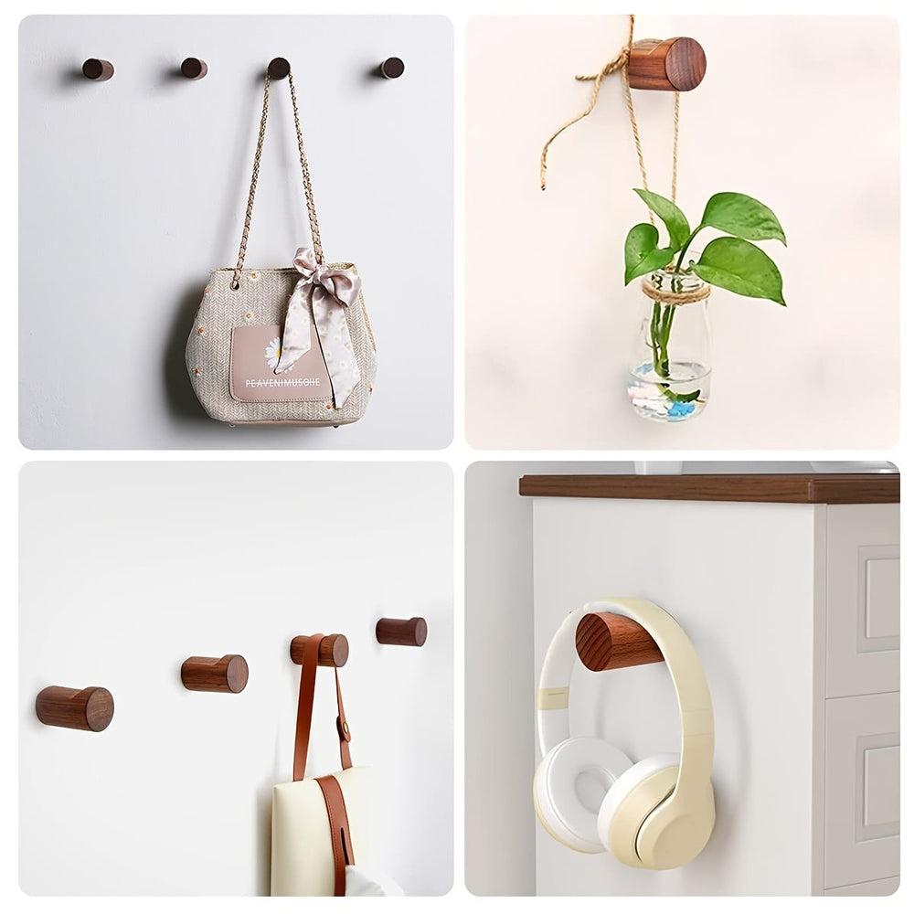 Minimalistischer Holz Wandhaken aus Walnussholz, perfekt für Ordnung & Dekoration in modernem Zuhause. Echtholz.