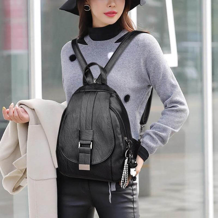 Schlichter & eleganter Damen Lederrucksack, wasserdicht. Perfekt für den minimalistischen Look.