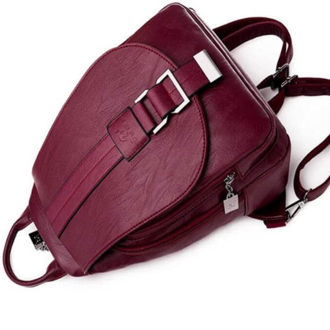 Vielseitiger Damen Reiserucksack aus Leder, wasserabweisend & elegant. Praktisch für Arbeit & Freizeit.