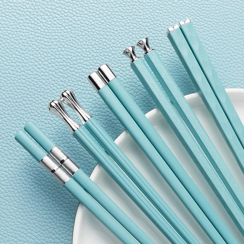 Exklusives Essstäbchen-Geschenkset, 5 Paare aus Legierung, für Feinschmecker.