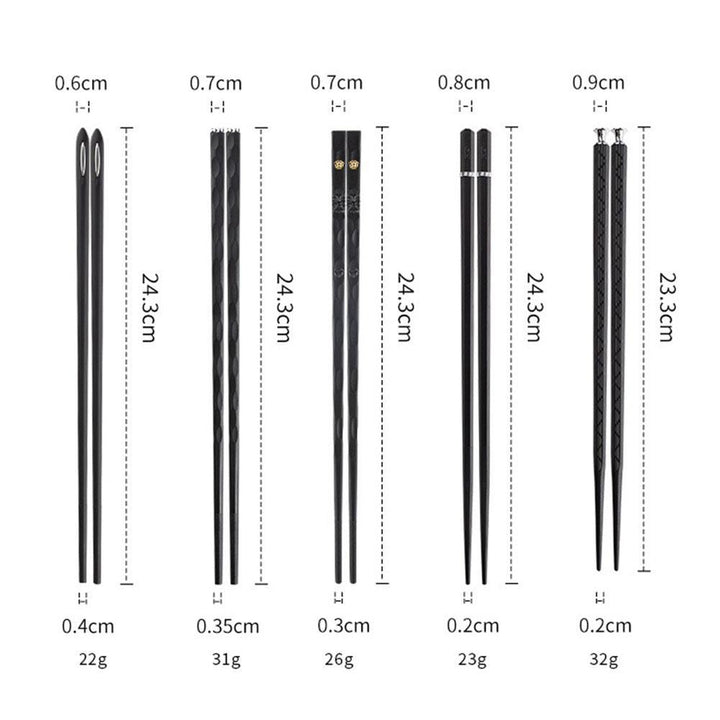 Modernes Essstäbchen-Besteckset, 5 Paare, edle Legierung, pflegeleicht & elegant.