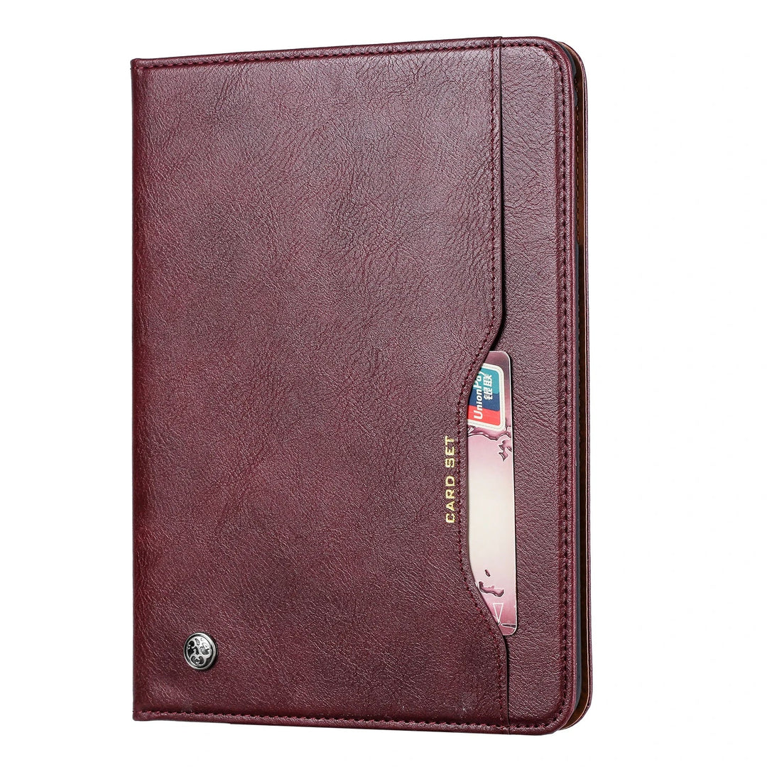 Schickes iPad Leder Flip Case, stoßfest und elegant, perfekter Tablet Schutz für Business.