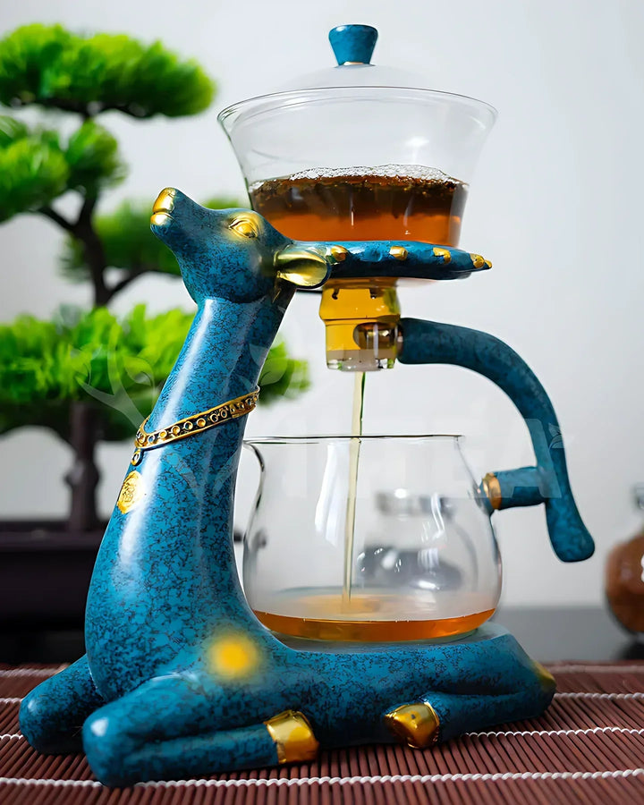 Detailliertes Bild des magnetischen Teesets: Glasteekanne mit Keramikbasis für die Kungfu-Teezeremonie.