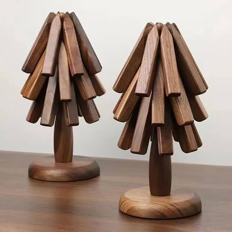 Stilvolles Walnussholz-Untersetzer-Set als Tischschutz und elegante Küchendeko, 6 Stück.