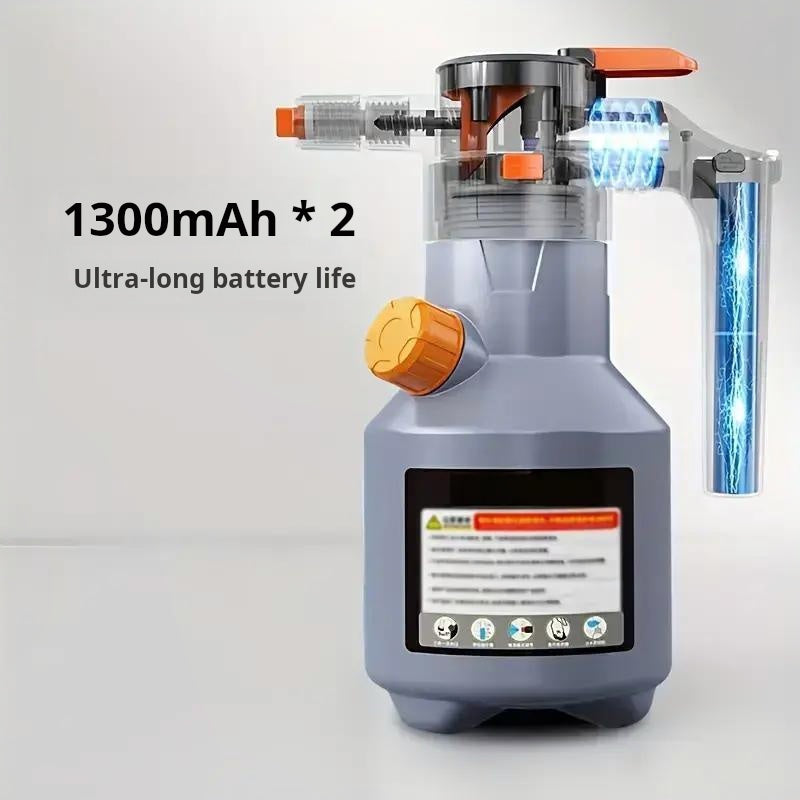 Handliche, elektrische 2L Schaumsprühflasche für kabellose Autowäsche und Auto-Zubehör.