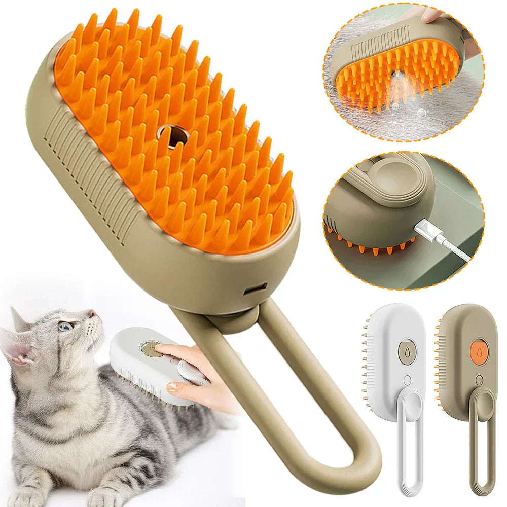 Elektrische Dampfbürste für Haustiere zur Fellpflege, Massage & Entwirrung von Hunde- und Katzenfell. Für gesundes Tierfell.