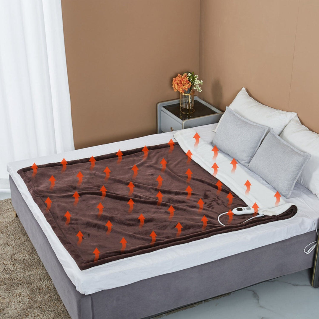 Elektrische Flanell-Heizdecke in neutralem Ton, ideal für jedes gemütliche Zuhause.
